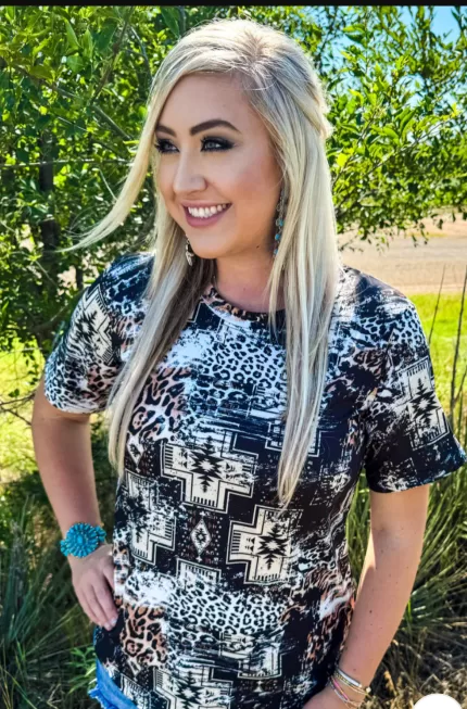 Wild spirit top-Aztec and leopard print by Sterling kreek